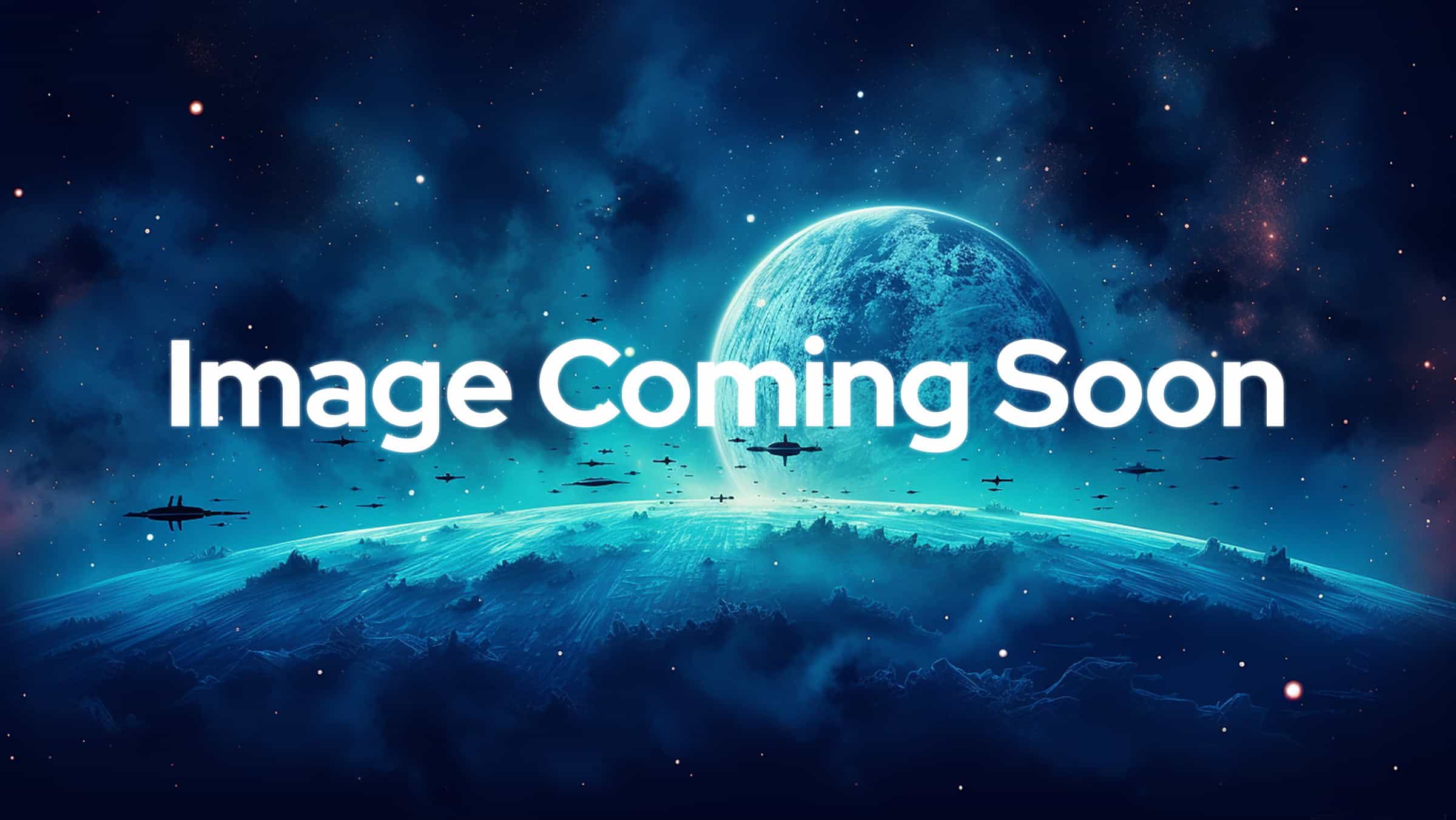 Image Coming Soon Placeholder on blue space background